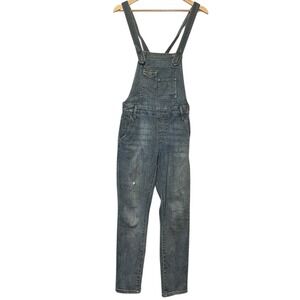 Free People Denim Overalls Women's 26 Blue Distressed Jumpsuit Bib Adjustable